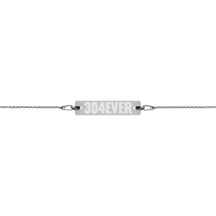 304EVER Engraved Silver Bar Chain Bracelet