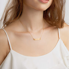 304EVER Engraved Silver Bar Chain Necklace