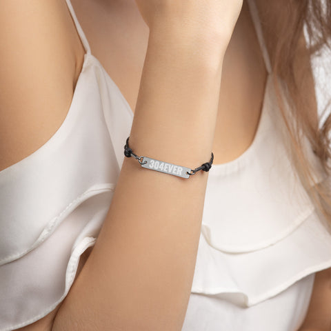 304EVER Engraved Silver Bar String Bracelet