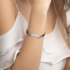 304EVER Engraved Silver Bar String Bracelet