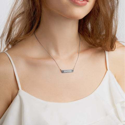 304EVER Engraved Silver Bar Chain Necklace