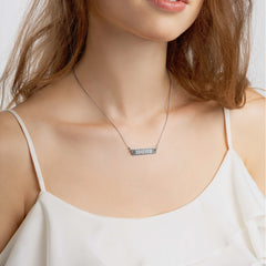 304EVER Engraved Silver Bar Chain Necklace