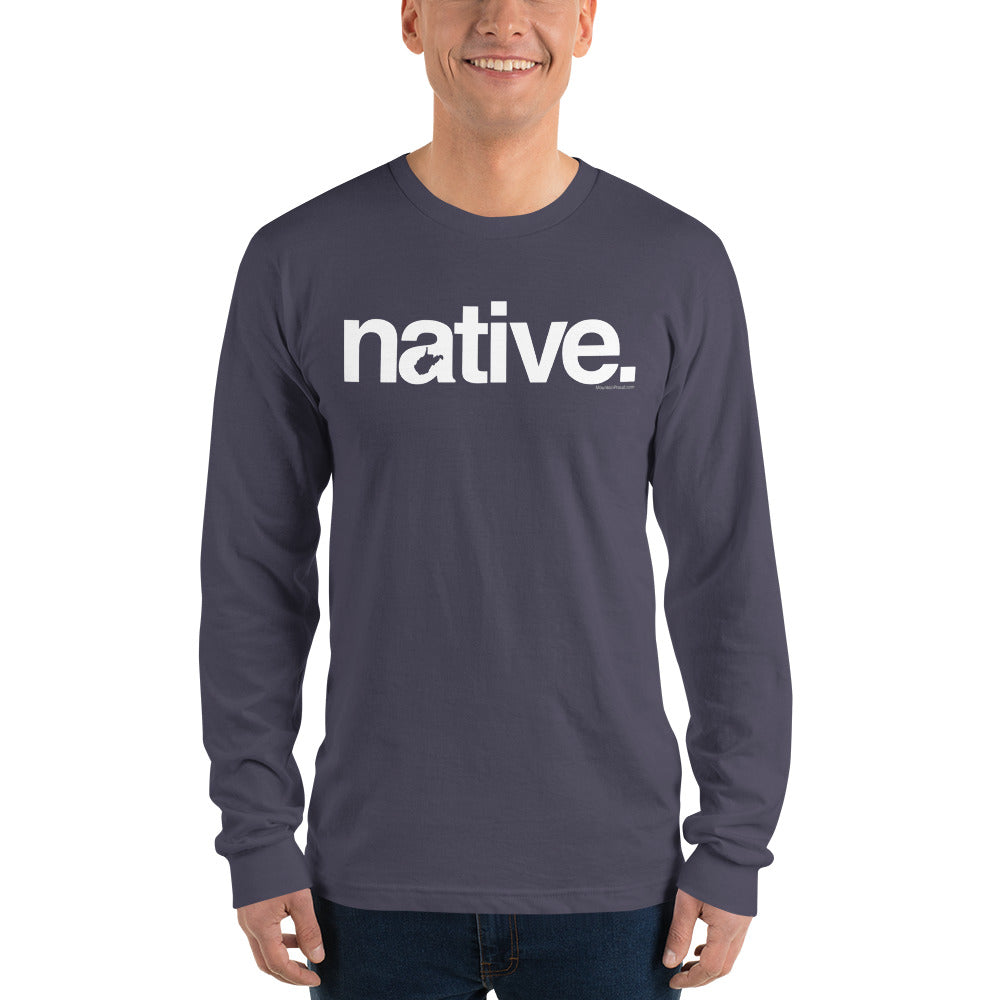 Native Helvetica Long Sleeve Tee-White Print