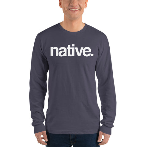 Native Helvetica Long Sleeve Tee-White Print