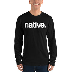 Native Helvetica Long Sleeve Tee-White Print