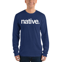 Native Helvetica Long Sleeve Tee-White Print