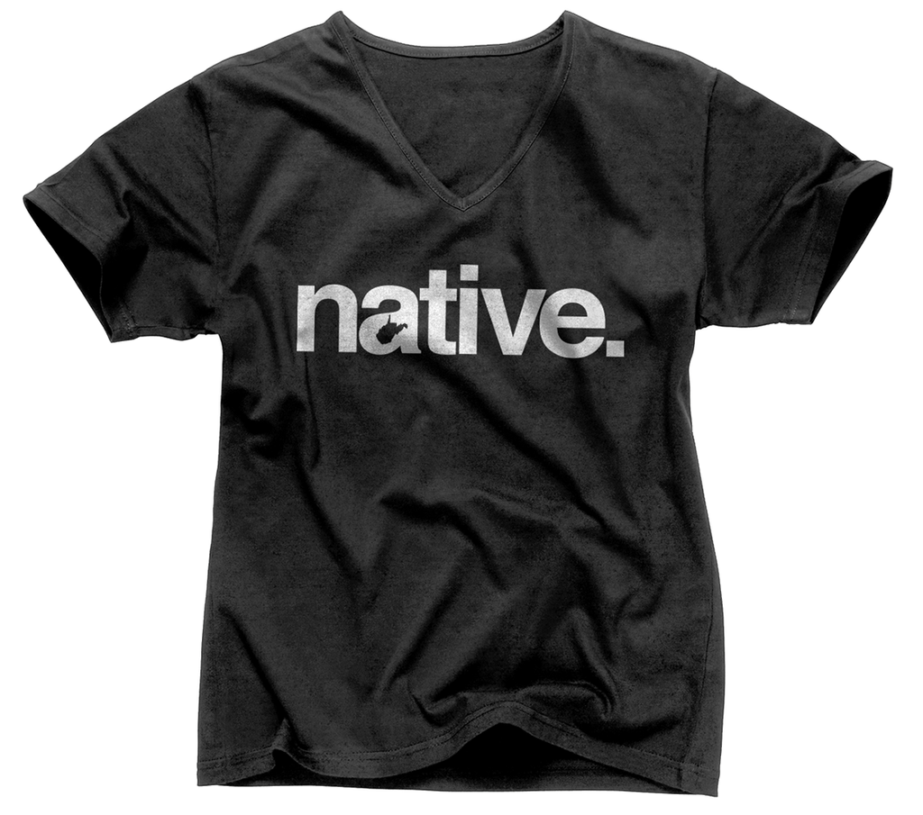 NATIVE Text short sleeve v-neck tee