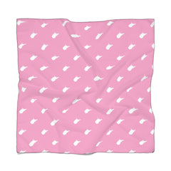 State Outline Poly Scarf-Pink & White
