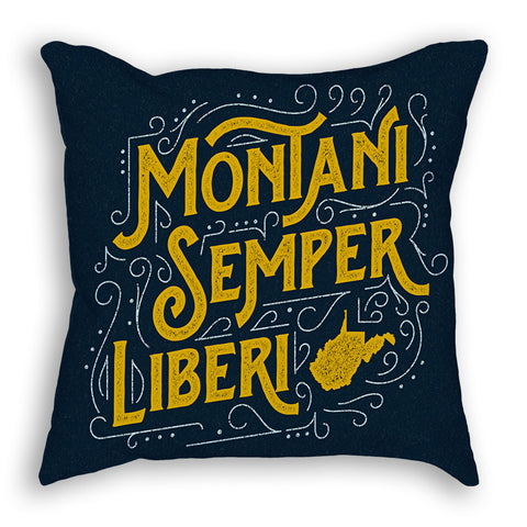 Montani Semper Liberi Pillow- Blue & Gold