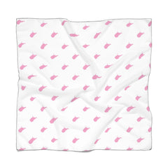 State Outline Poly Scarf-White & Pink
