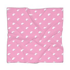 State Outline Poly Scarf-Pink & White