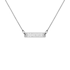 304EVER Engraved Silver Bar Chain Necklace