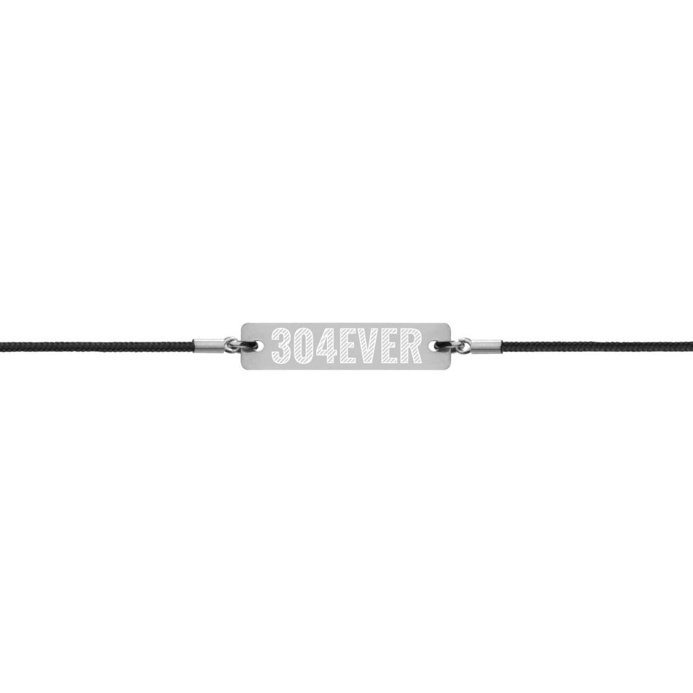 304EVER Engraved Silver Bar String Bracelet